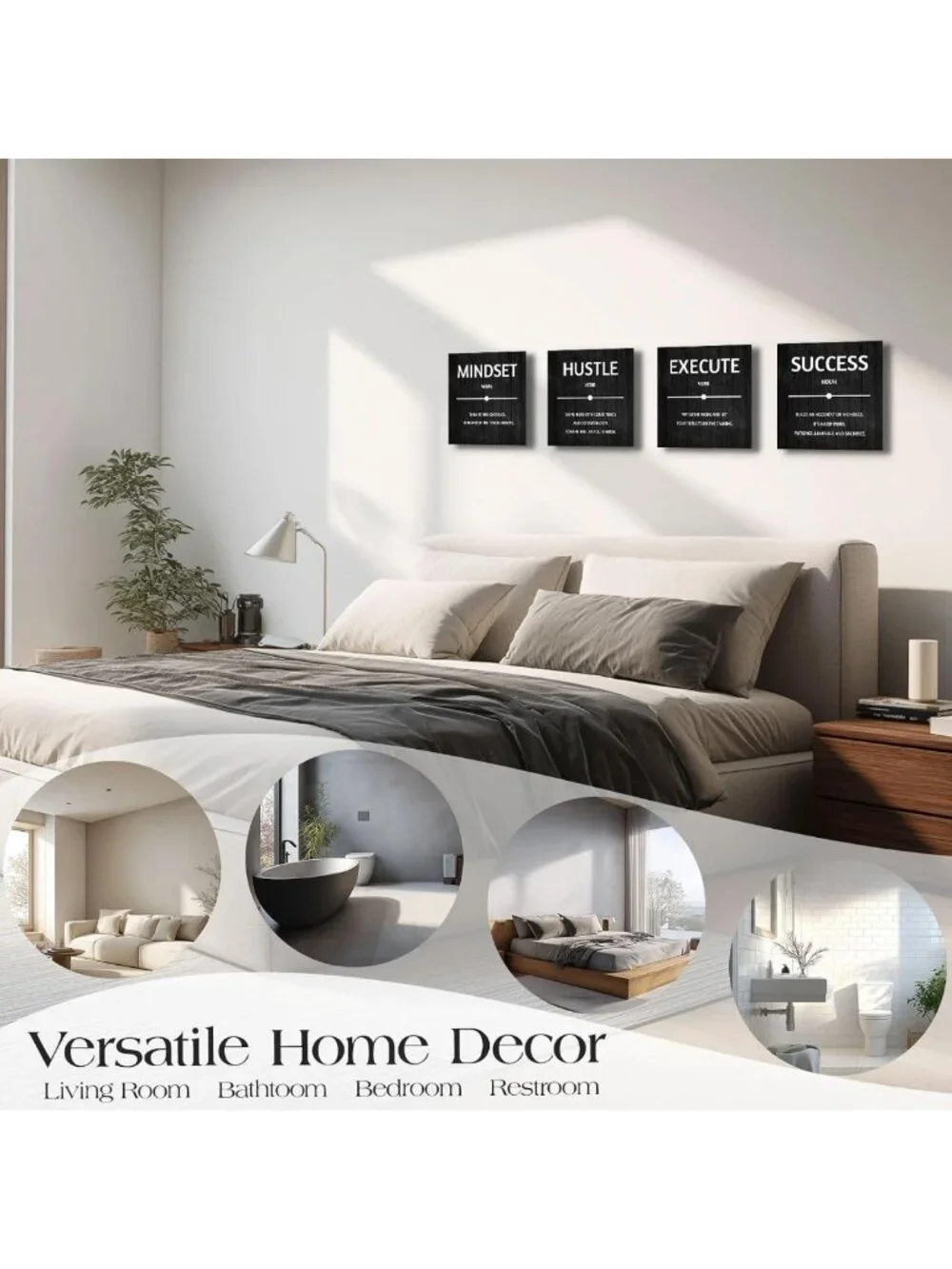 Inspirational Motivational Wall Art Set - 4 Modern Canvas Posters for Home